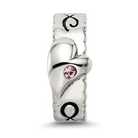 Sterling Silver Reflections Pink Crystal Heart Infinity Spacer Bead view 5