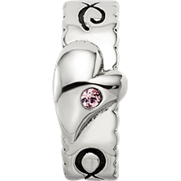 Sterling Silver Reflections Pink Crystal Heart Infinity Spacer Bead view 3