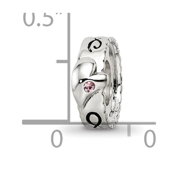 Sterling Silver Reflections Pink Crystal Heart Infinity Spacer Bead