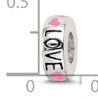 Sterling Silver Reflections Pink Enameled Hearts Love Amour Spacer Bead view 5
