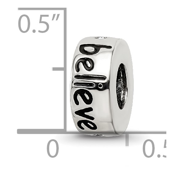 Sterling Silver Reflections Pink Crystal Believe Spacer Bead