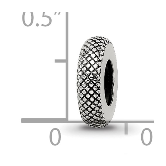 Sterling Silver Reflections Antiqued Textured Gripper Bead