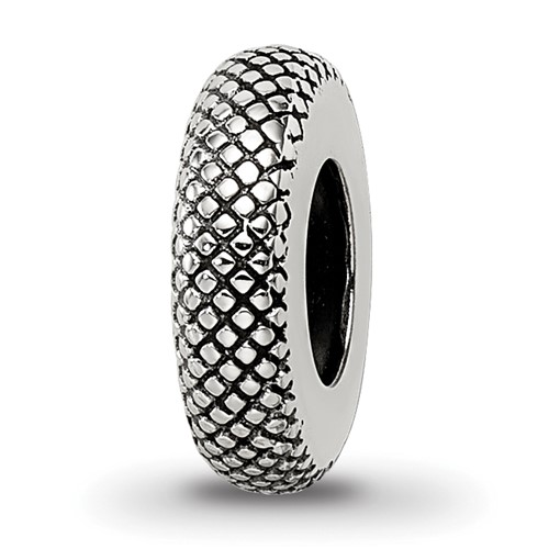Sterling Silver Reflections Antiqued Textured Gripper Bead
