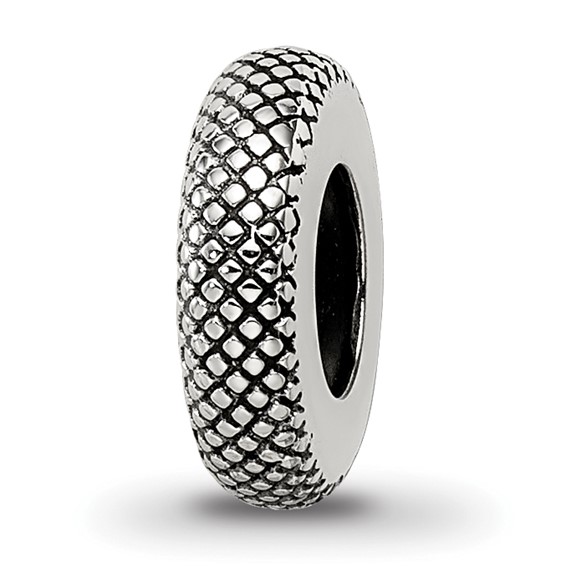 Sterling Silver Reflections Antiqued Textured Gripper Bead