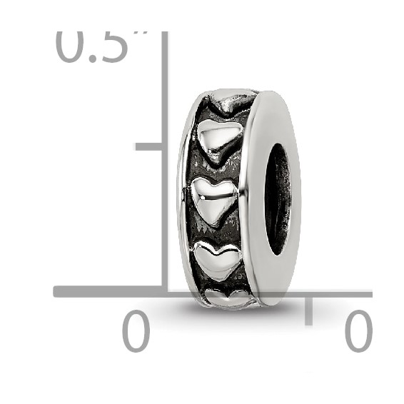 Sterling Silver Reflections Antiqued Hearts Gripper Bead
