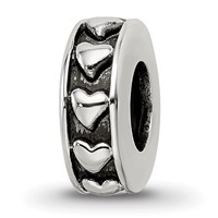 Sterling Silver Reflections Antiqued Hearts Gripper Bead view 1