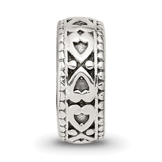 Sterling Silver Reflections Antiqued Bali Hearts Gripper Bead