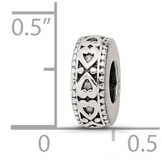 Sterling Silver Reflections Antiqued Bali Hearts Gripper Bead
