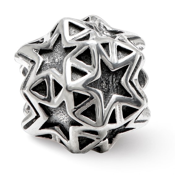 Sterling Silver Polished Antiqued Star Bead