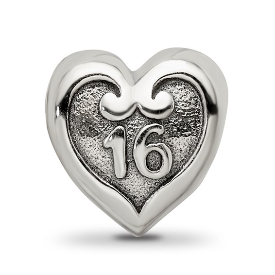 Sterling Silver Reflections Number in a Heart Beads