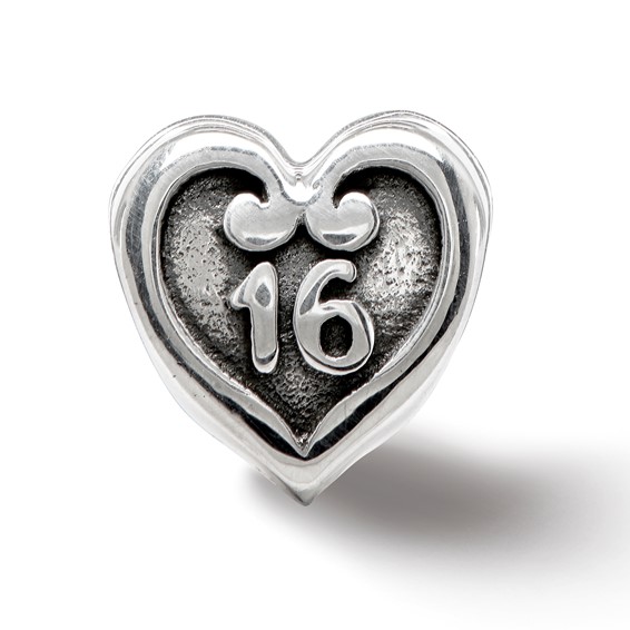 Sterling Silver Reflections Number in a Heart Beads