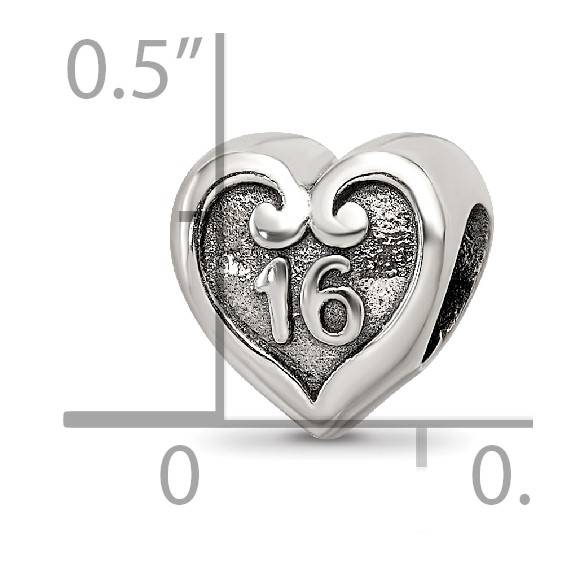 Sterling Silver Reflections Number in a Heart Beads