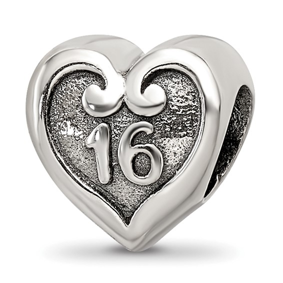 Sterling Silver Reflections Number in a Heart Beads