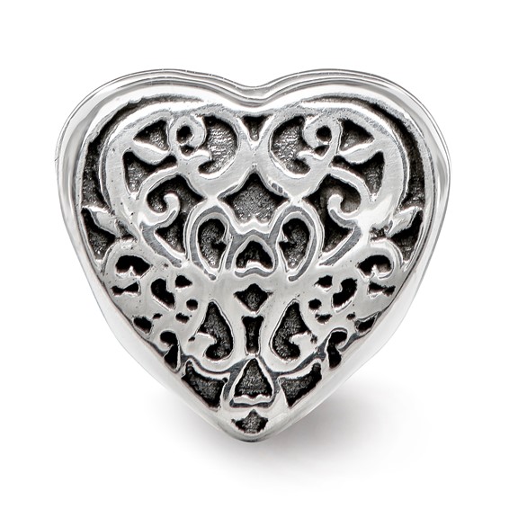 Sterling Silver Reflections Filigree Heart Bead