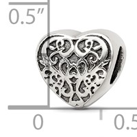 Sterling Silver Reflections Filigree Heart Bead view 4
