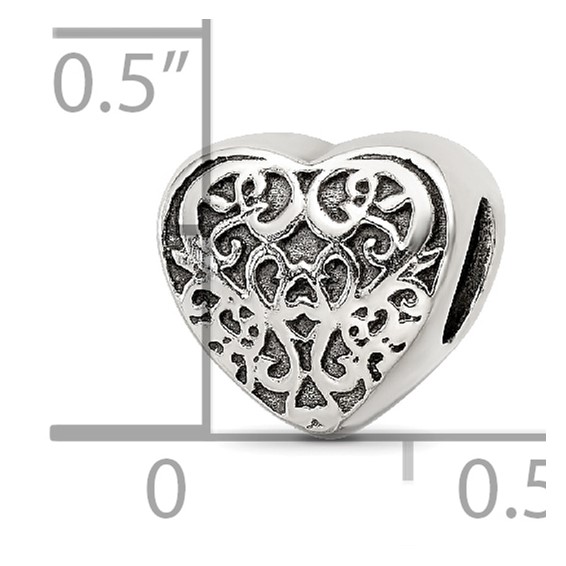 Sterling Silver Reflections Filigree Heart Bead