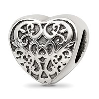 Sterling Silver Reflections Filigree Heart Bead view 1