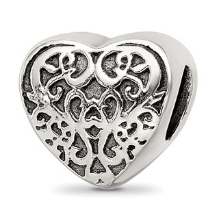 Sterling Silver Reflections Filigree Heart Bead