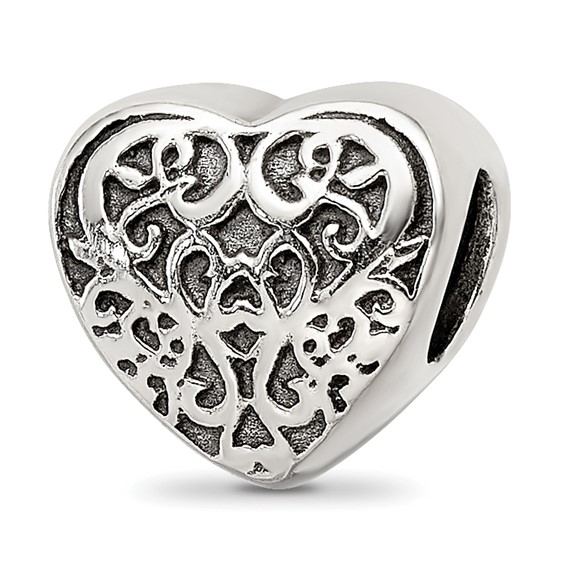 Sterling Silver Reflections Filigree Heart Bead