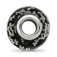 Sterling Silver Reflections Rhodium-plated Bubbles Black Glass Bead view 2