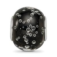 Sterling Silver Reflections Rhodium-plated Bubbles Black Glass Bead view 5