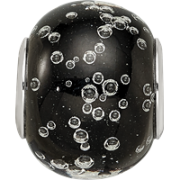Sterling Silver Reflections Rhodium-plated Bubbles Black Glass Bead view 3