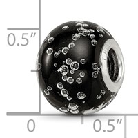 Sterling Silver Reflections Rhodium-plated Bubbles Black Glass Bead view 4