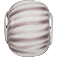Sterling Silver Reflections Rh=plated Purple and White Striped Glass Bead view 3