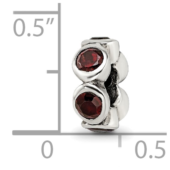 Sterling Silver Reflections Red CZ Bead
