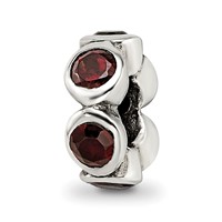 Sterling Silver Reflections Red CZ Bead view 1