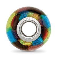 Sterling Silver Reflections Rh-plated Multi-colored Metallic Glass Bead view 2