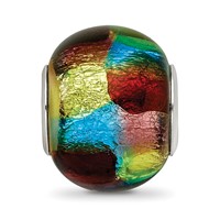 Sterling Silver Reflections Rh-plated Multi-colored Metallic Glass Bead view 5