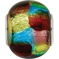 Sterling Silver Reflections Rh-plated Multi-colored Metallic Glass Bead view 3