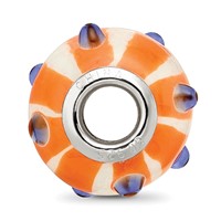SS Reflections Rh-plated Blue Polka-dot Orange White Glass Bead view 2