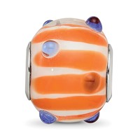 SS Reflections Rh-plated Blue Polka-dot Orange White Glass Bead view 5