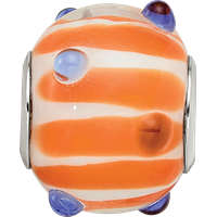 SS Reflections Rh-plated Blue Polka-dot Orange White Glass Bead view 3