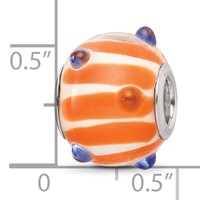 SS Reflections Rh-plated Blue Polka-dot Orange White Glass Bead view 4
