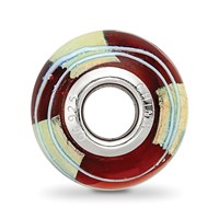 Sterling Silver Reflections Rhodium-plated Foil Striped Red Glass Bead view 2