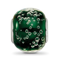 Sterling Silver Reflections Rh-plated Bubbles Green Glass Bead view 5
