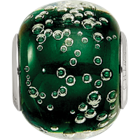 Sterling Silver Reflections Rh-plated Bubbles Green Glass Bead view 3