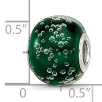 Sterling Silver Reflections Rh-plated Bubbles Green Glass Bead view 4