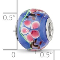 Sterling Silver Reflections Rh-plated Butterfly Pink Floral Blue Glass Bead view 4