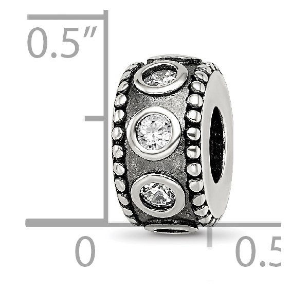 Sterling Silver Reflections CZ Antiqued Bali Bead