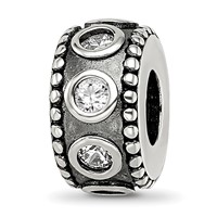 Sterling Silver Reflections CZ Antiqued Bali Bead view 1