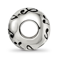 Sterling Silver Reflections Rhodium-plated Enameled Musical Notes Bead view 2