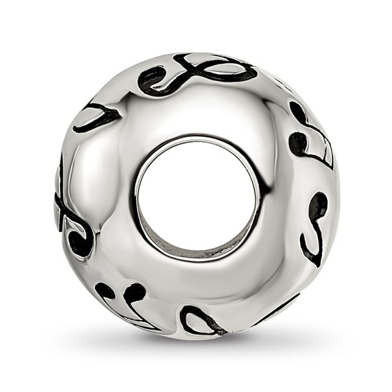 Sterling Silver Reflections Rhodium-plated Enameled Musical Notes Bead