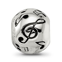 Sterling Silver Reflections Rhodium-plated Enameled Musical Notes Bead view 4