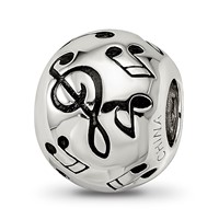 Sterling Silver Reflections Rhodium-plated Enameled Musical Notes Bead view 5