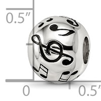 Sterling Silver Reflections Rhodium-plated Enameled Musical Notes Bead view 3
