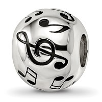 Sterling Silver Reflections Rhodium-plated Enameled Musical Notes Bead view 1